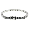 Stainless Steel Silver Color Tennis Chain with Black CZ