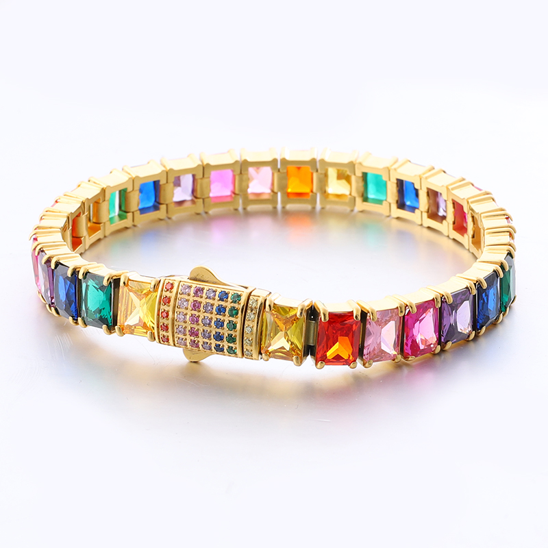 Stainless Steel 6*8mm Baguette Tennis Bracelet with 5A Zircon