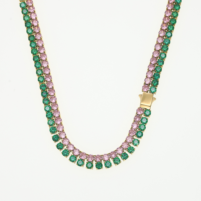 Stainless Steel 2 Row Tennis Necklace