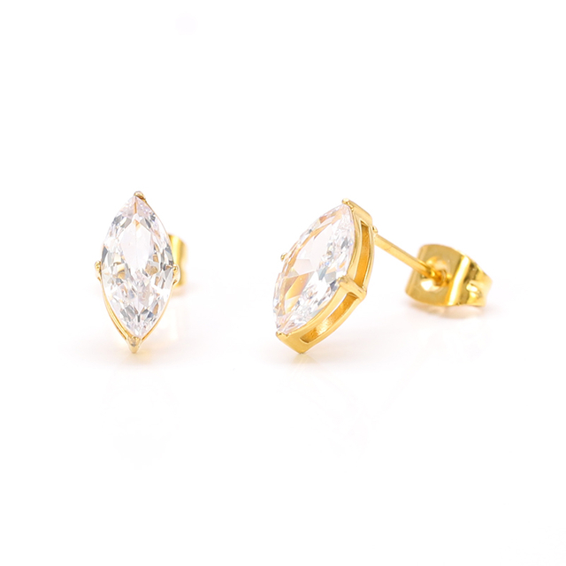 Stainless Steel Marqulse Stud Earring with Hollow Design