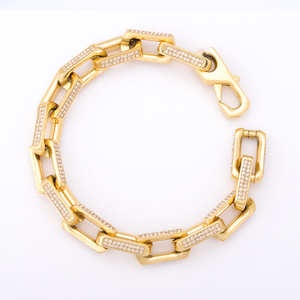 Stainless Steel Paper Clip Link Chain with Two Row 5A Zircon