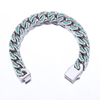 Stainless Steel Silver Flat Cuban Chain With All Zircon