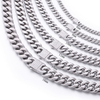 Stainless Steel Silver Color Cuban Chain With CZ Square Clasp