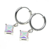 Stainless Steel Square Silver Drop Earring