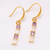 Stainless Steel Drop Earring with Square Zircon 
