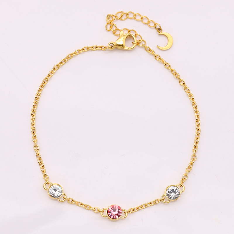 Stainless Steel Adjustable Bracelet with Rhinestone