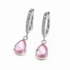 Stainless Steel Silver Water Drop Earring With Mix Color Zircon