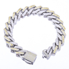 Stainless Steel Silver Prong Cuban Chain With Two Color Zircon