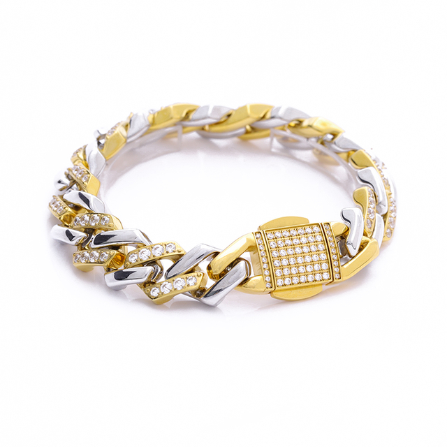 Stainless Steel Mixed Color Prong Cuban Chain