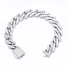 Stainless Steel Silver Prong Cuban Chain With 5A Zircon