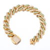Stainless Steel Gold Prong Cuban Chain With Two Row Zircon
