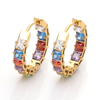 Stainless Steel Round Hoop Earring with Square Zircon