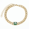 Stainless Steel Cuban Chain Bracelet with 5A Zircon