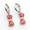 Stainless Steel Bow Drop Earring with Heart Zircon 