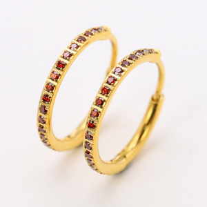Stainless Steel Big Hoop Earrings with 5A ZIRCON