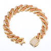 Stainless Steel Gold Prong Cuban Chain With Two Row Zircon