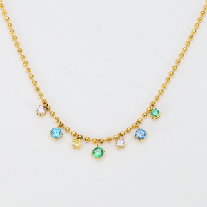 Stainless Steel Pendent Necklace With Colorful Zircon