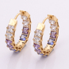 Stainless Steel Round Hoop Earring with Square Zircon