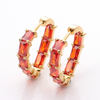 Stainless Steel Heart Hoop Earring with Square Zircon