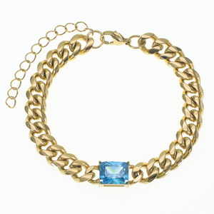Stainless Steel Cuban Chain Bracelet with 5A Zircon