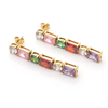 Stainless Steel Mixed Color Drop Earring with Mixed Shape Zircon