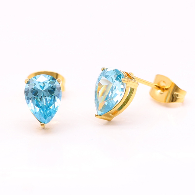 Stainless Steel Pear Stud Earring