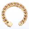 Stainless Steel Gold Flat Cuban Chain With Two Color Zircon