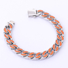 Stainless Steel Silver Enamel Cuban Chain