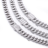 Stainless Steel Silver Color Cuban Chain With AAAAA CZ Arc Clasp