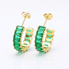 Stainless Steel C-shaped Stud Earring with 5A Zircon