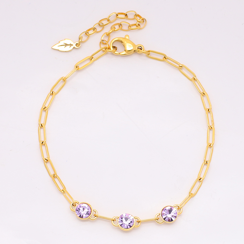 Stainless Steel Adjustable Bracelet with Colorful Crystal