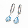 Stainless Steel Silver Water Drop Earring With Mix Color Zircon