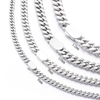Stainless Steel Silver Color Cuban Chain with Single Side Clasp