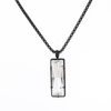 Stainless Steel Rectangle Pendant Necklace with Swarovski Crystal