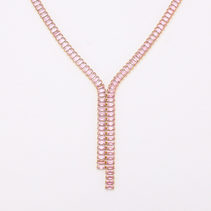 Stainless Steel Square Tennis Chain Necklace with 5A Zircon
