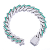 Stainless Steel Silver Prong Cuban Chain With Two Color Zircon