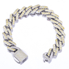 Stainless Steel Silver Prong Cuban Chain With 5A Zircon