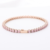 Stainless Steel Rose Gold Tennis Chain With Pink CZ