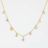 Stainless Steel Pendent Necklace With Colorful Zircon