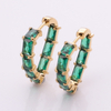 Stainless Steel Heart Hoop Earring with Square Zircon