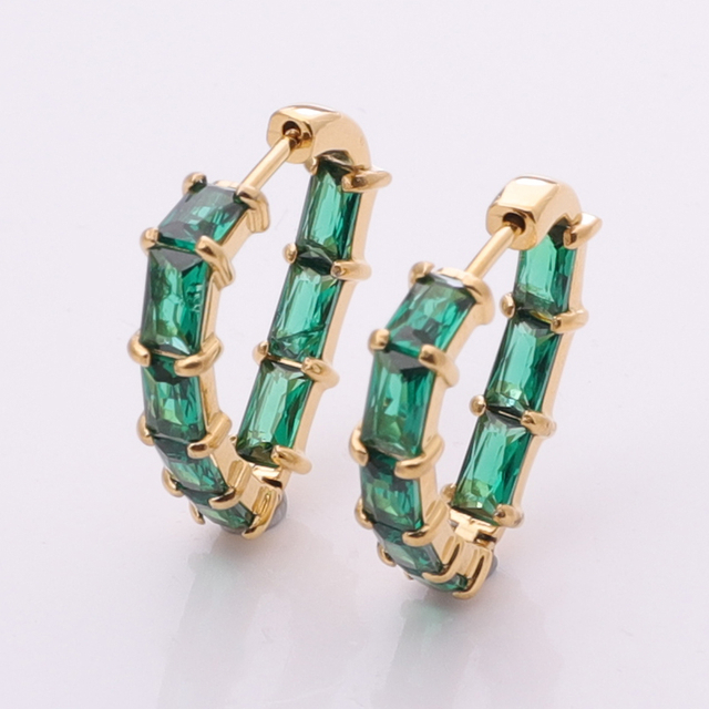 Stainless Steel Heart Hoop Earring with Square Zircon