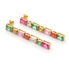 Stainless Steel Mixed Color Drop Earring with Mixed Shape Zircon