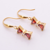 Stainless Steel Bow Drop Earring with 5A Zircon 