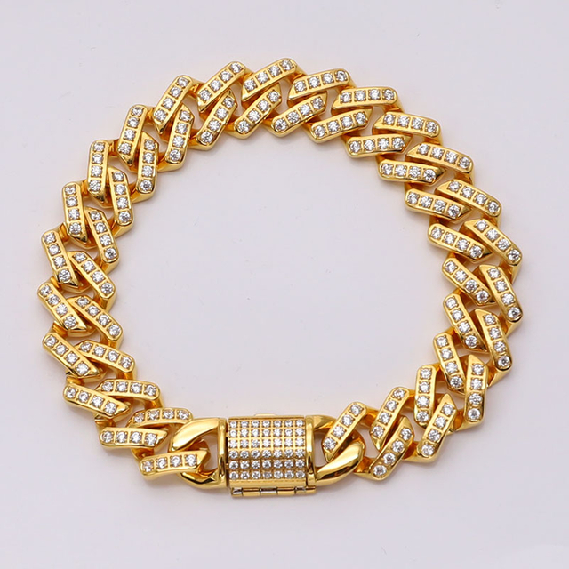 Stainless Steel Iced Out Cuban Gold Chain with 5A Zircon