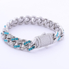 Stainless Steel Miami Cuban Chain with White Blue CZ 