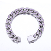 Stainless Steel Silver Flat Cuban Chain With All Zircon