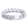 Stainless Steel Silver Flat Cuban Chain With Two Color Zircon