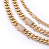 Stainless Steel IP 18K Gold Cuban Chain With CZ Arc Clasp