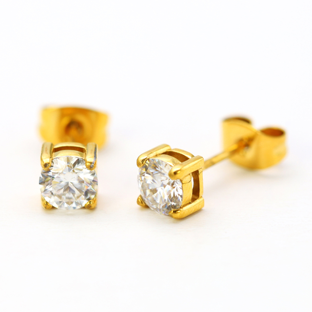 Stainless Steel Stud Earring with 5A Zircon