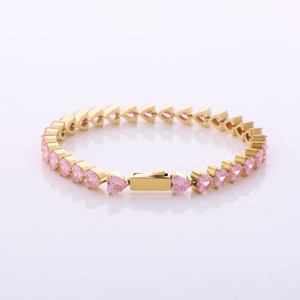 Stainless Steel Tennis Chain With Heart CZ